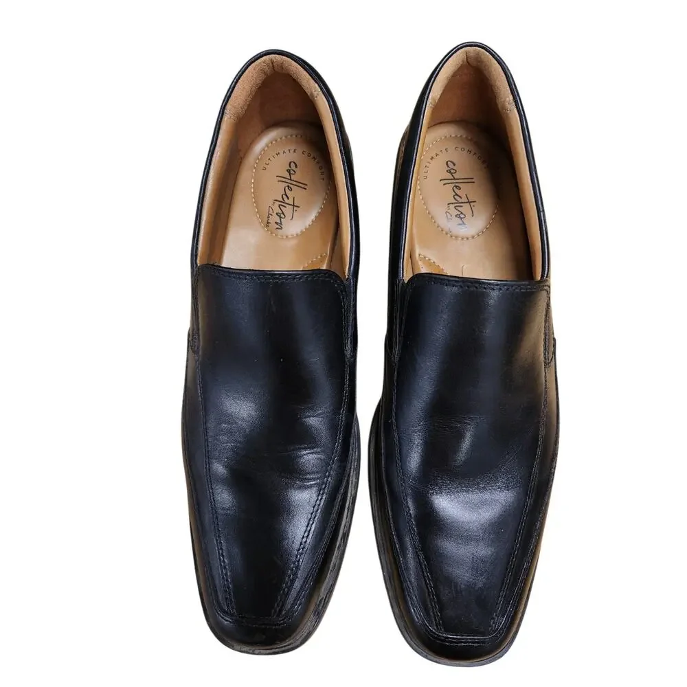 Clarks Collection Men's Black Slip On Loafers Dress Shoes Size 9